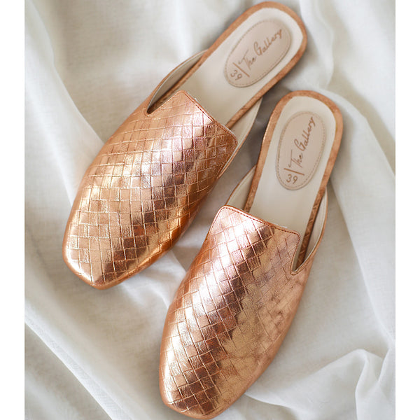 Copper Crocodile leather slipper