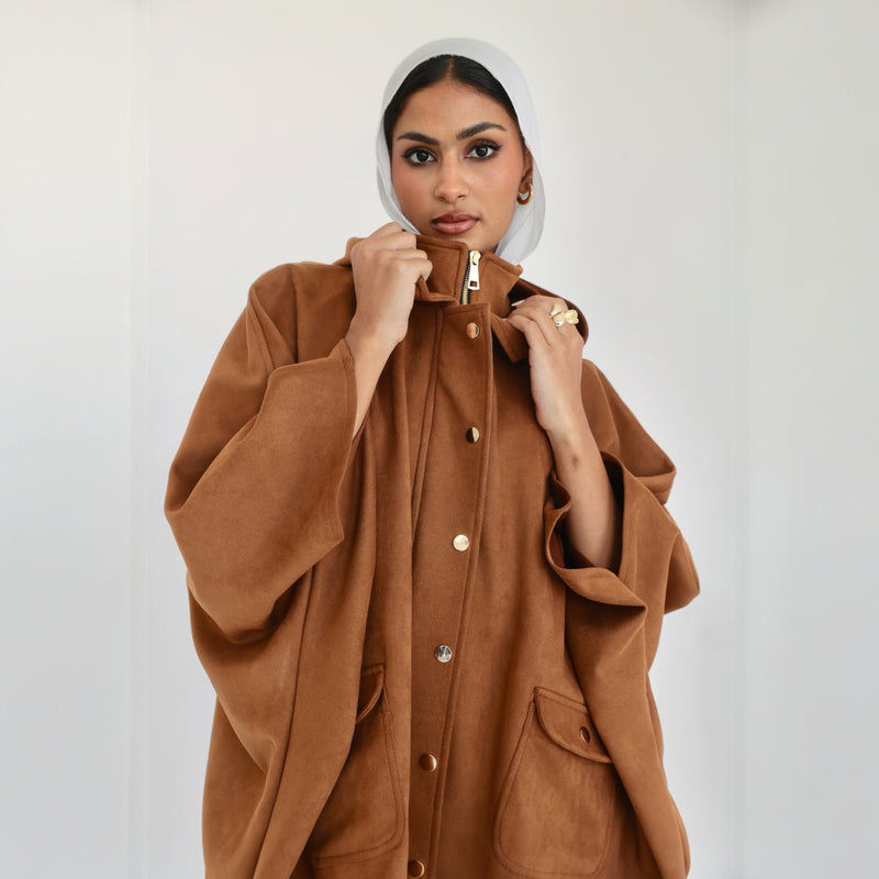 Camel poncho jacket