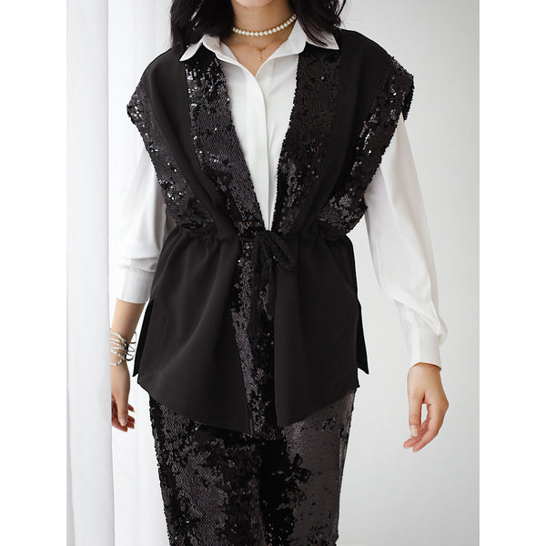 Black sequined vest
