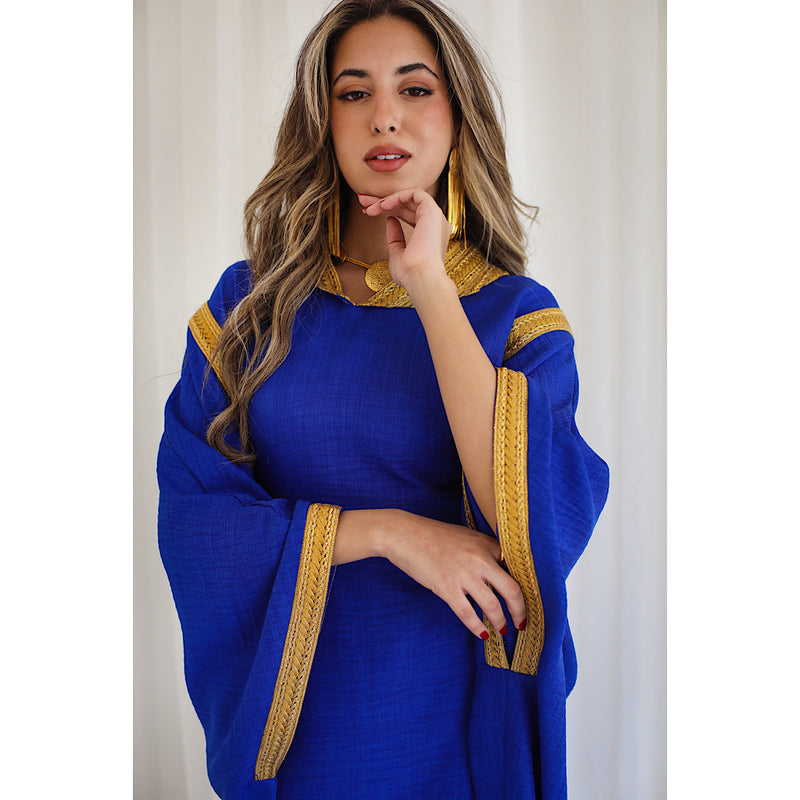 Royal blue embroidered kaftan