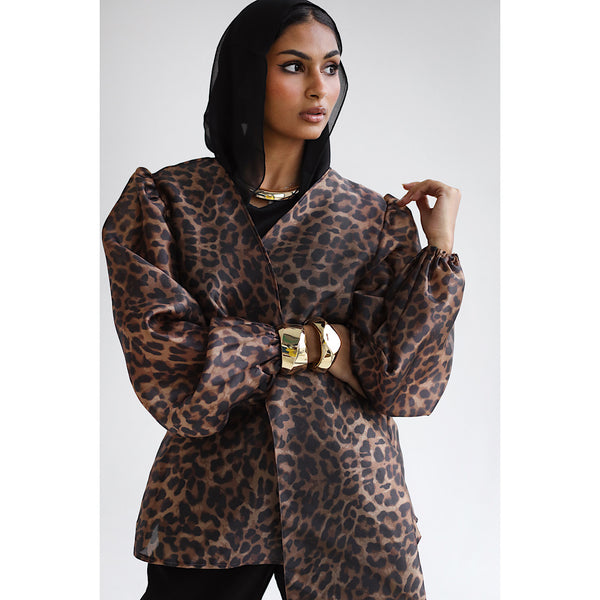 Leopard organza blouse