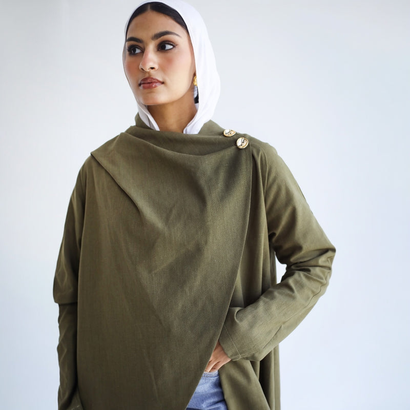 Olive linen blouse