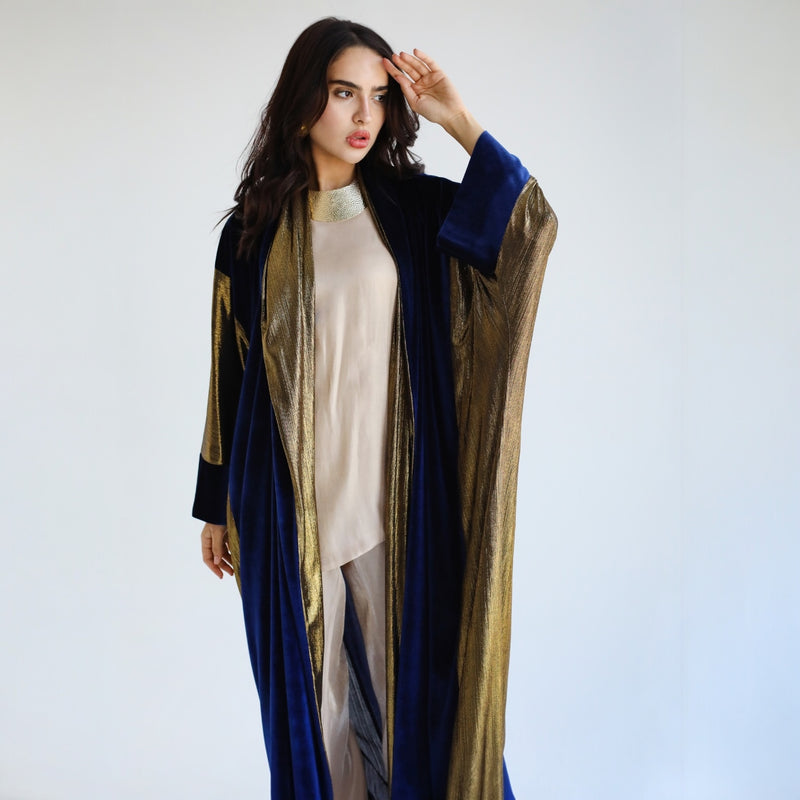 Dark blue & golden kaftan