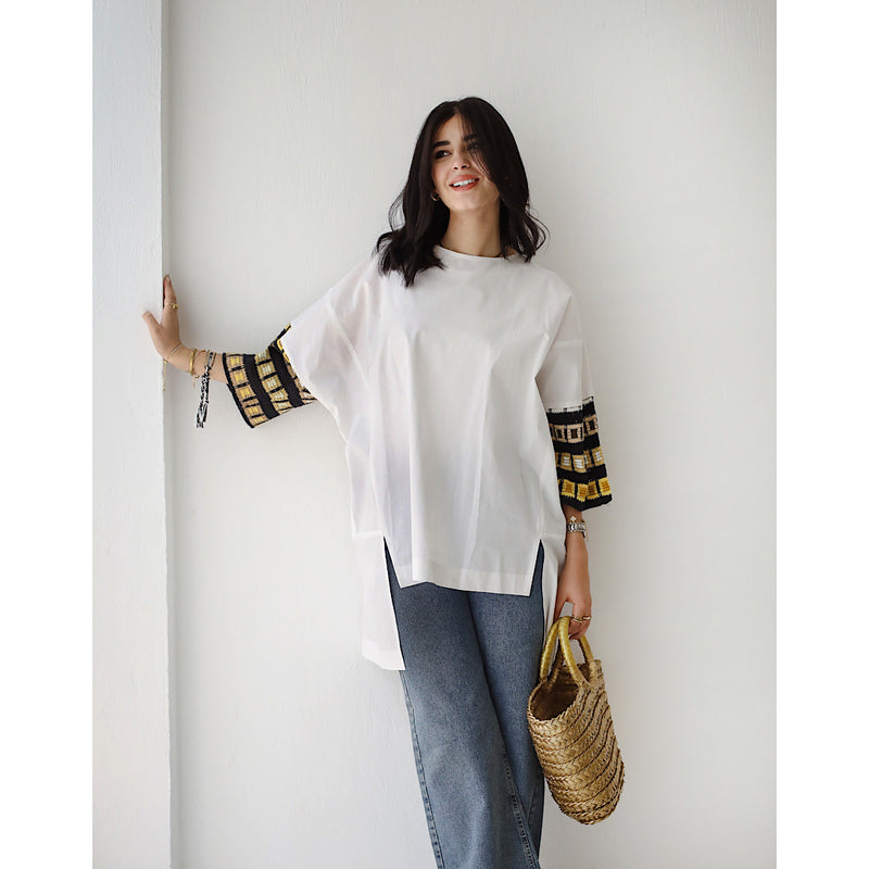 Poplin & crochet blouse