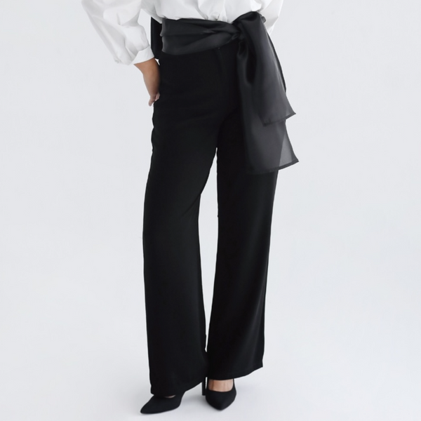 Front tie wide leg pants