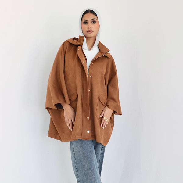 Camel poncho jacket