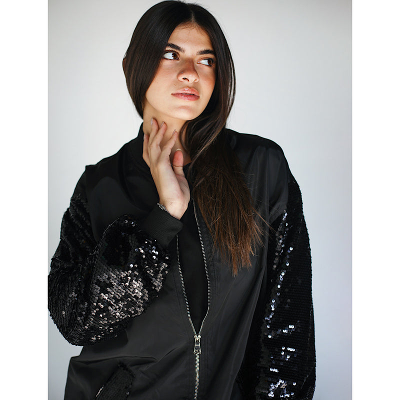 Waterproof & sequined bomber jacket