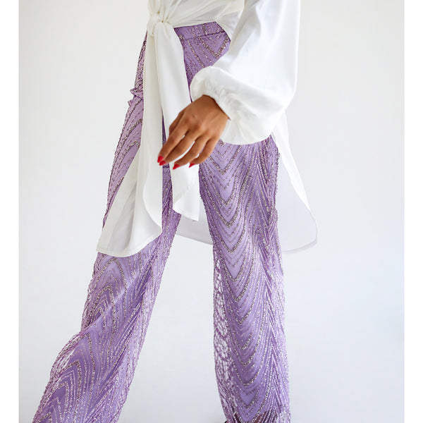 Light purple glittering pants