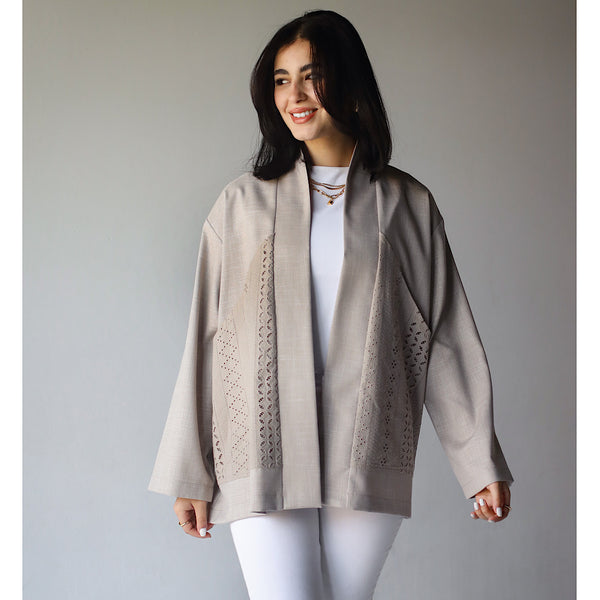 Linen blend short cardigan