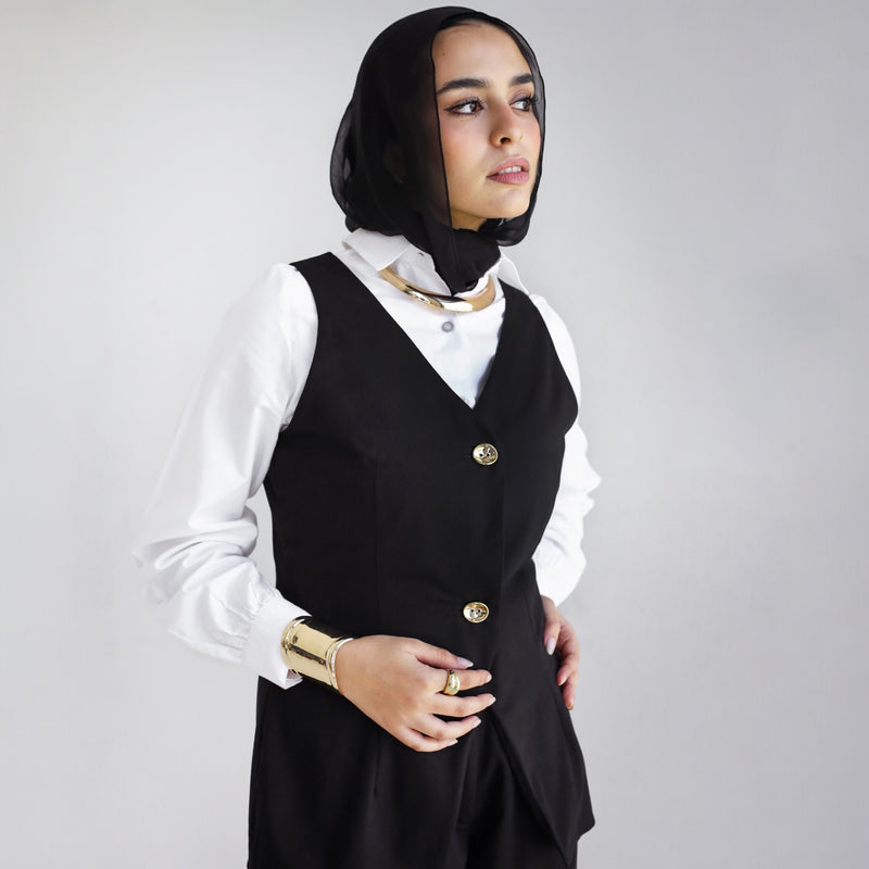 Black buttoned waistcoat