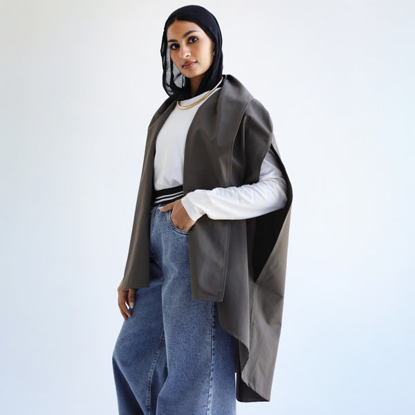 Draped grey vest