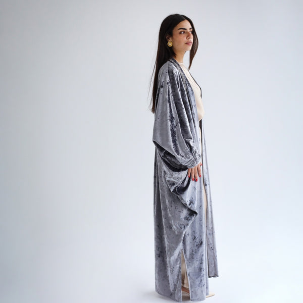 cinched sleeve velvet kaftan