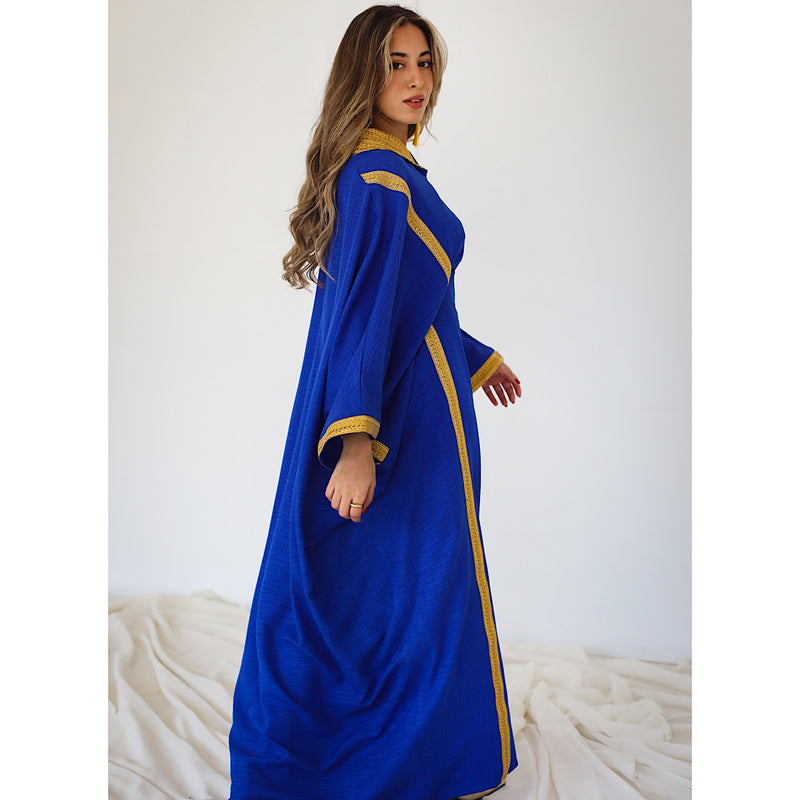 Royal blue embroidered kaftan