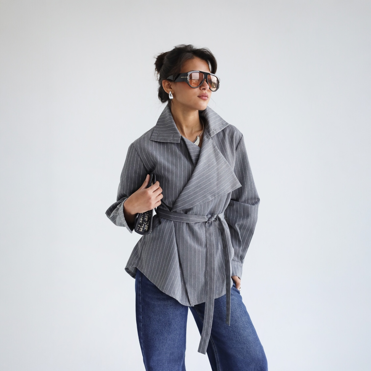 Striped flap collar jacket – The Gallery