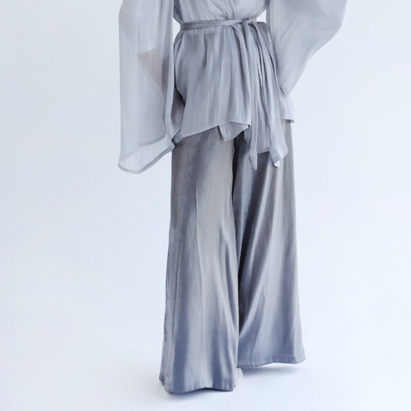 Grey wide leg shimmering pants