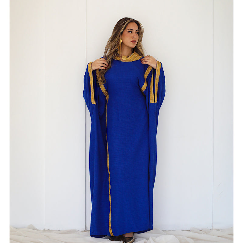 Royal blue embroidered kaftan