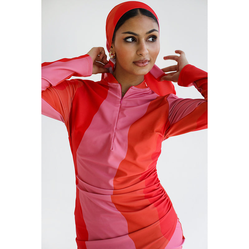 Abstract orange burkini set