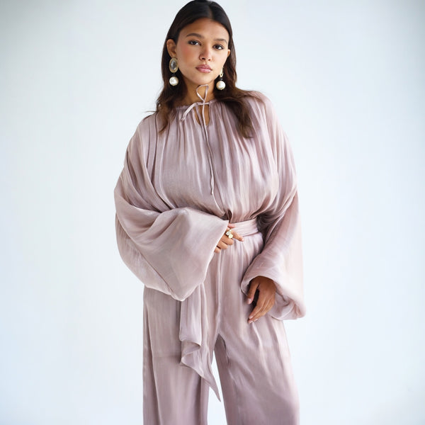 Crinkled satin matching suit