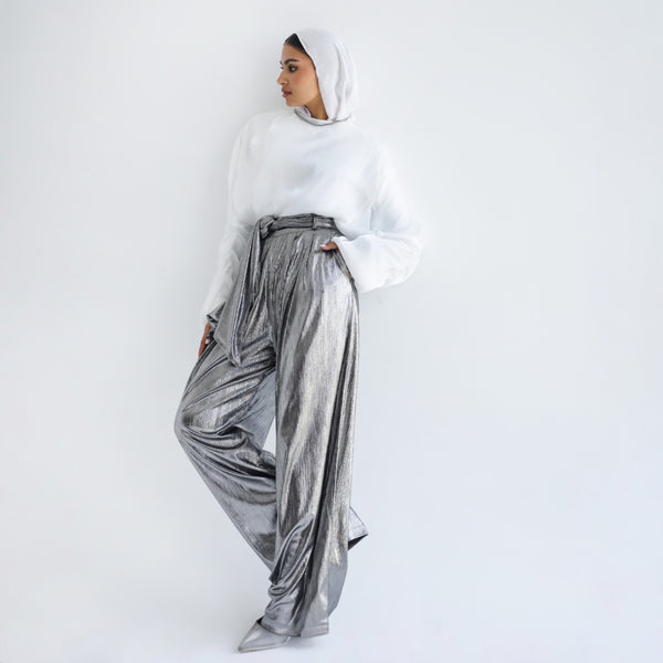 Silver waist tie pants