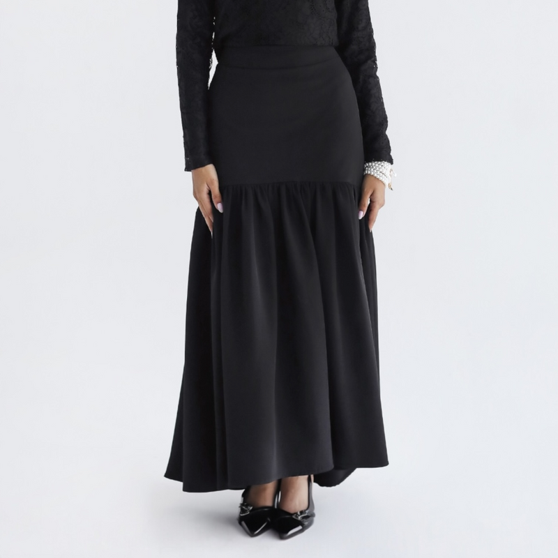 Black ruffled skirt