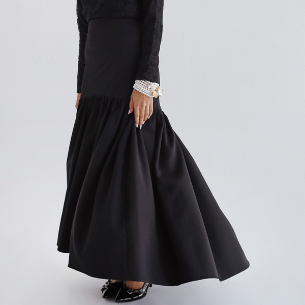 Black ruffled skirt