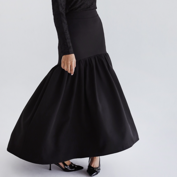 Black ruffled skirt