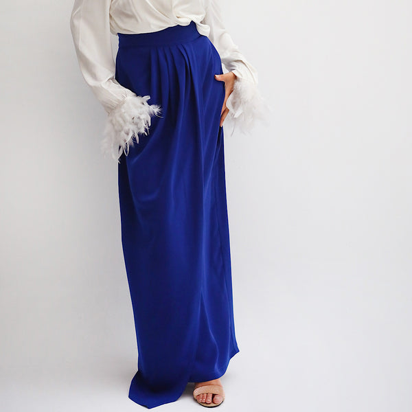 Blue draped long skirt