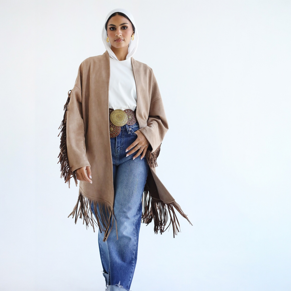 Fringed suede cardigan