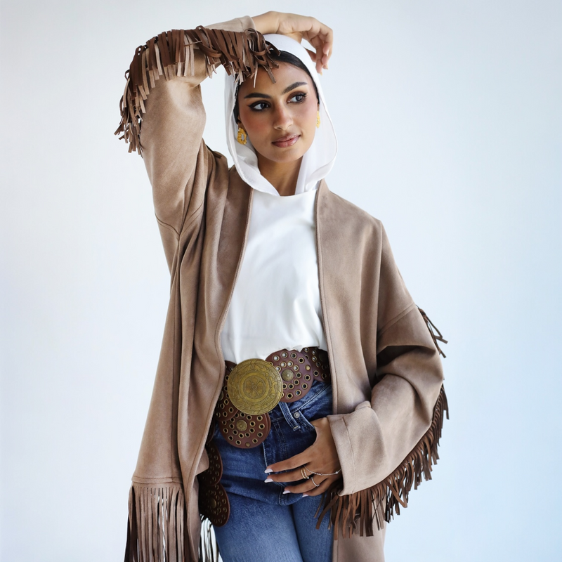 Fringed suede cardigan