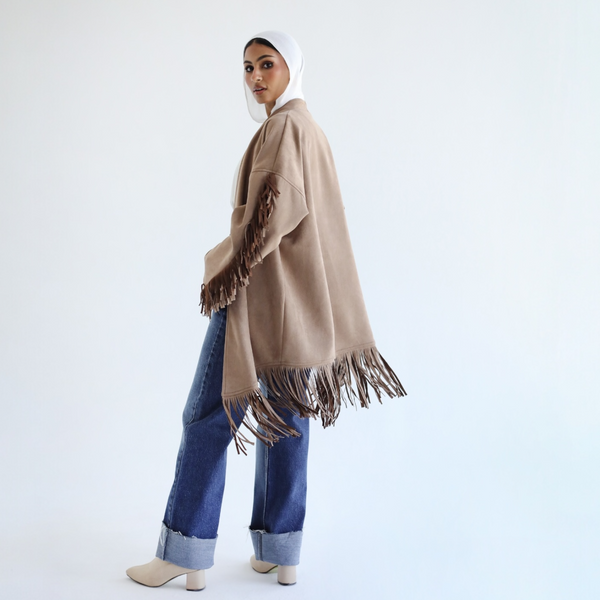 Fringed suede cardigan