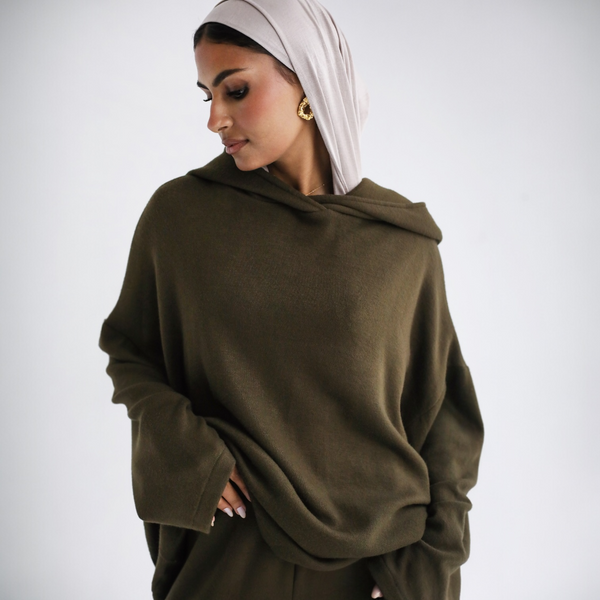 Olive loose wool suit