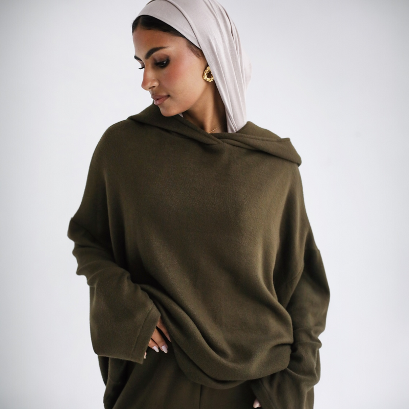 Olive loose wool suit