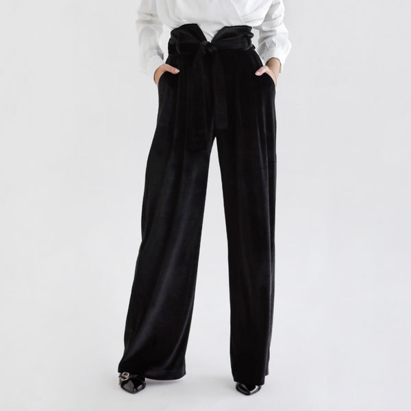 High waisted velvet pants