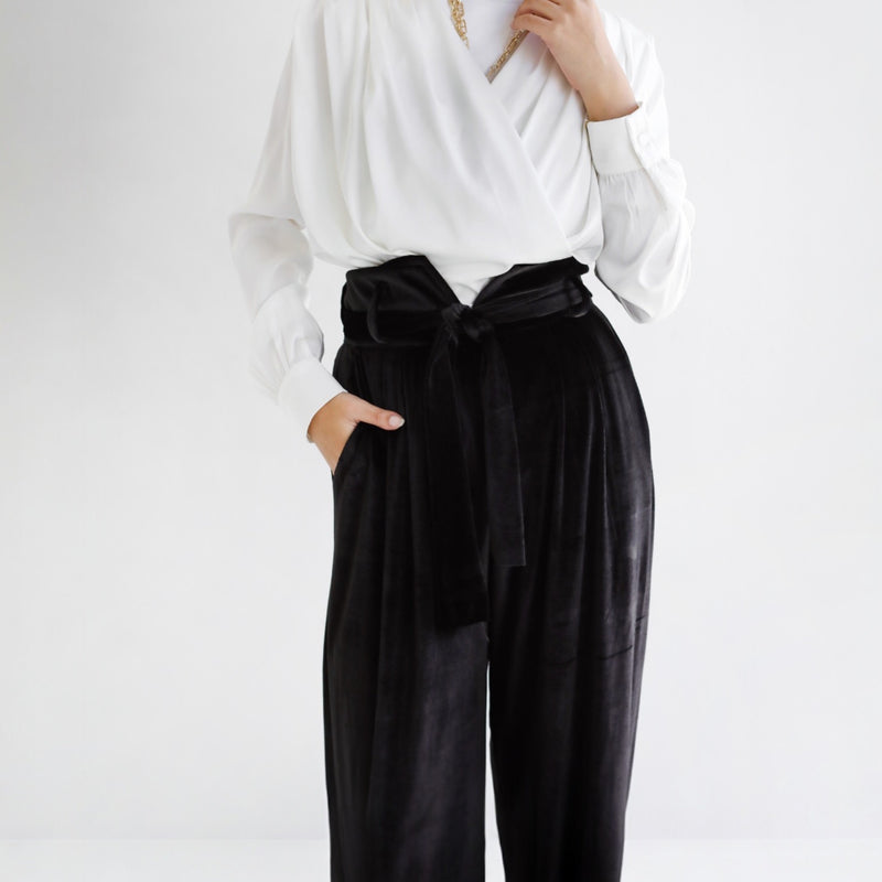 High waisted velvet pants