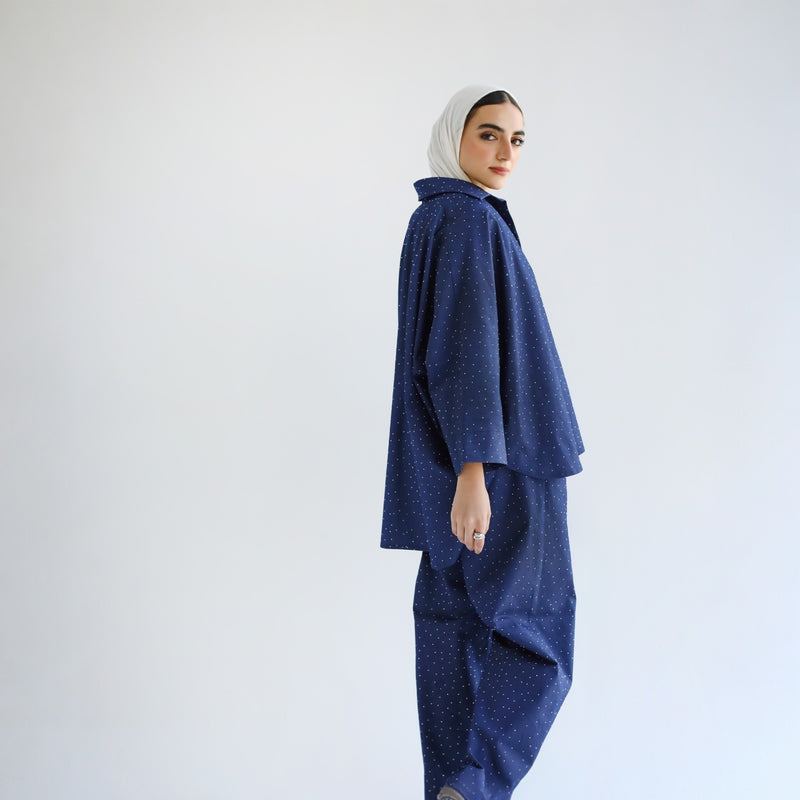 Dark blue strass denim set