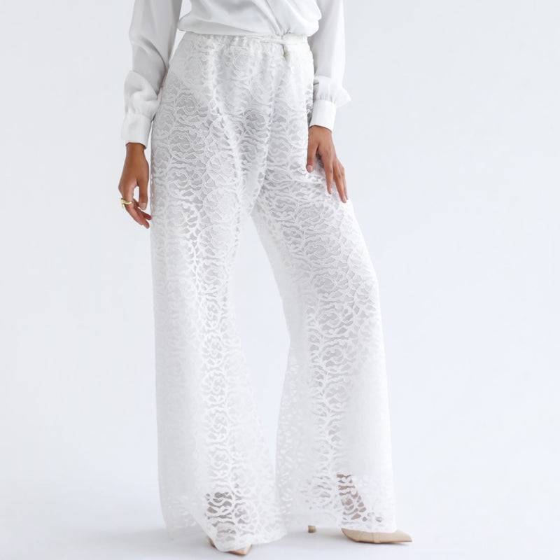 White lace long pants