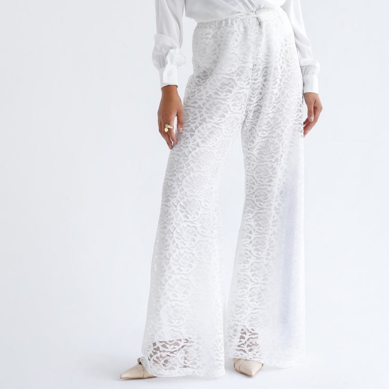 White lace long pants