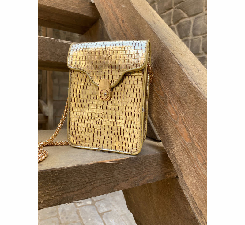 Golden flap square bag