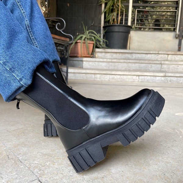 Black Chunky half boots