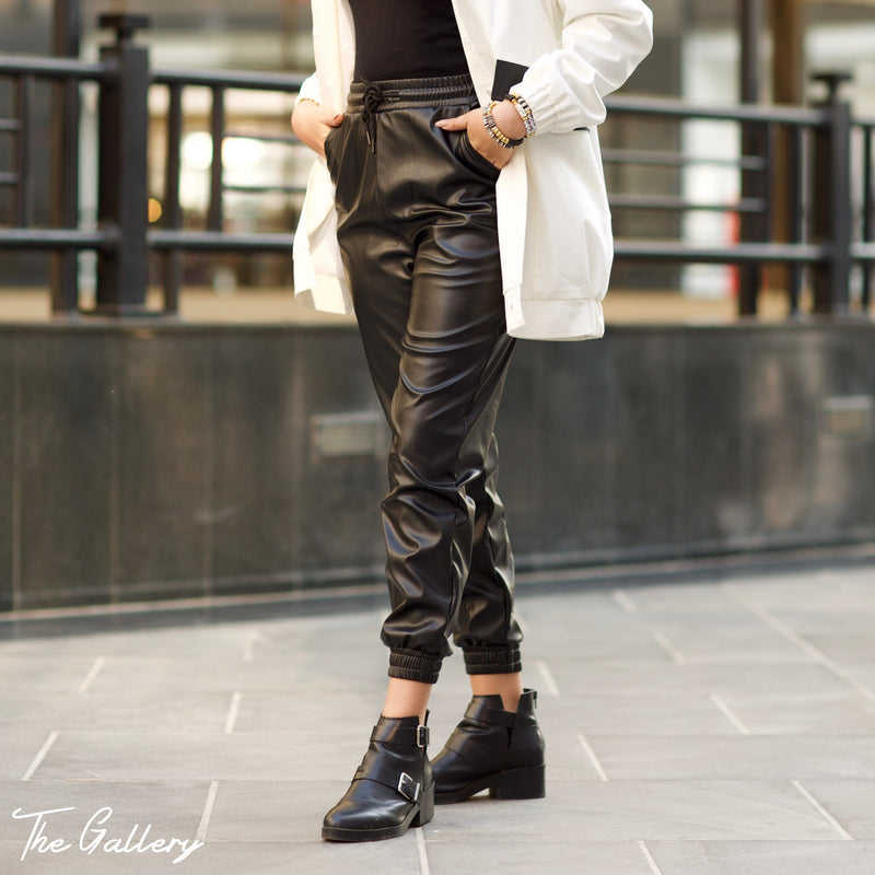 Black leather jogging pants – The Gallery