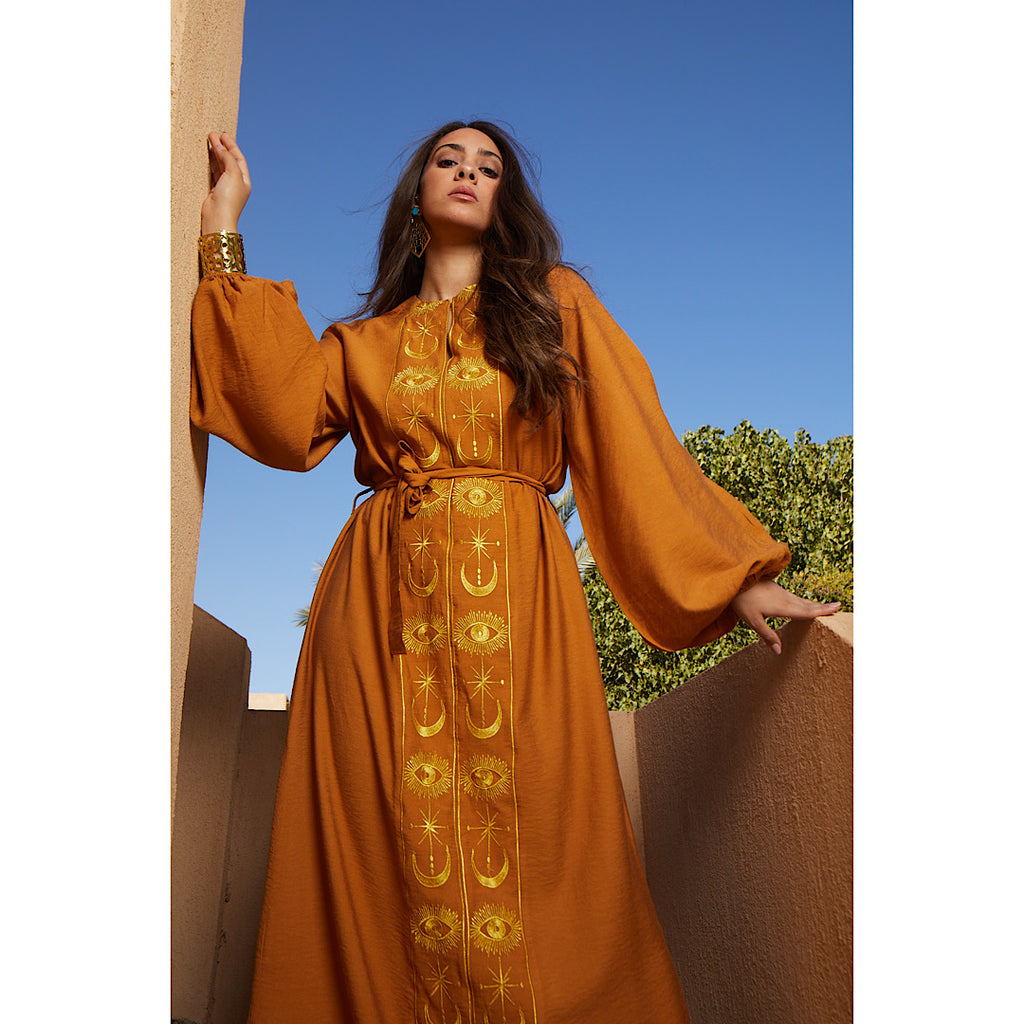 Burnt orange embroidered dress The Gallery Burnt orange embroidered dress The Gallery