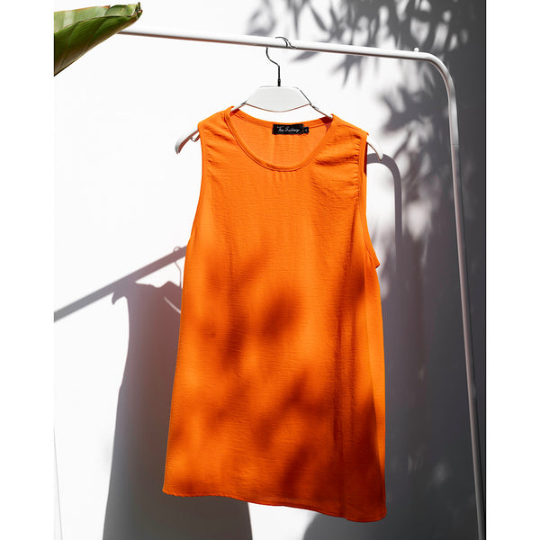 Orange sleeveless basic top