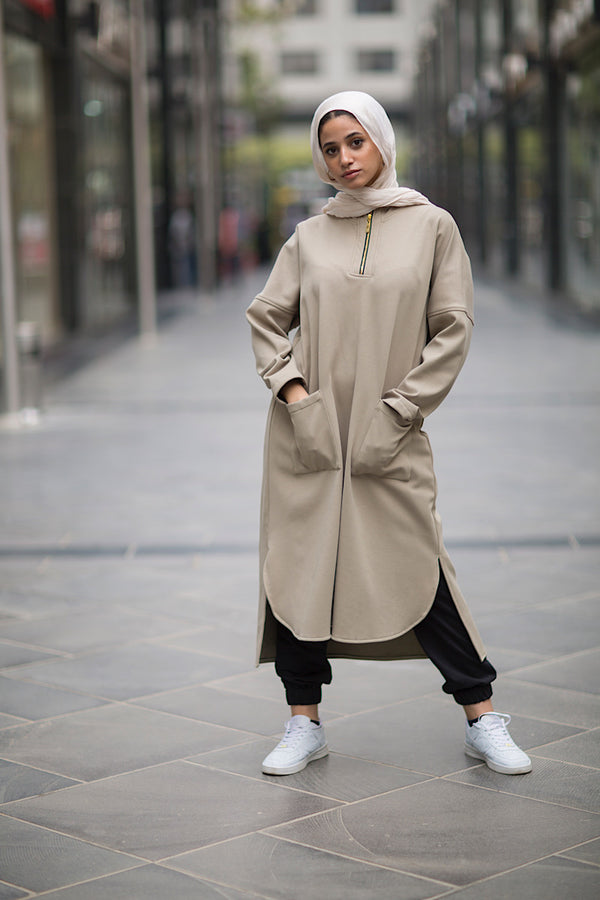 Light khaki sweatshirt dress