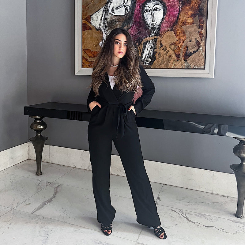 Black Double breasted blazer jumpsuit