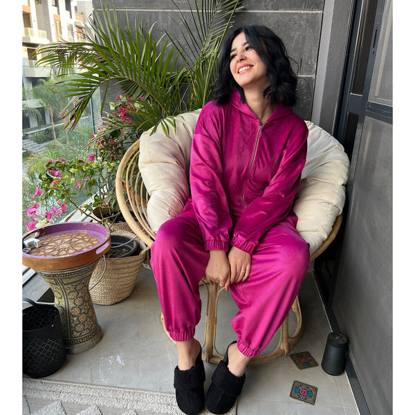 Pink velvet onesie