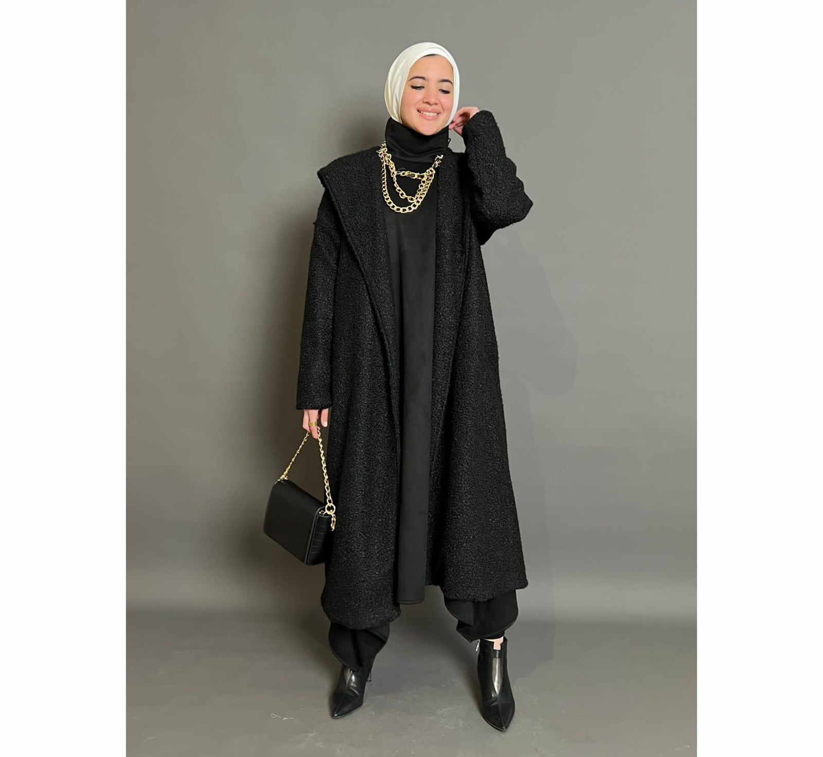 High neck black suede dress  The Gallery