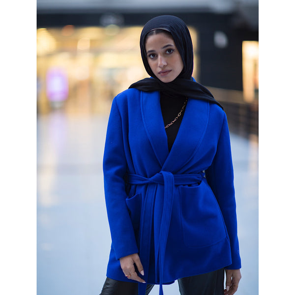 Royal Blue shawl collar wool jacket