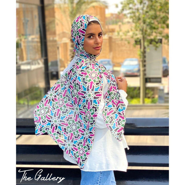 Islamic colorful print head scarf