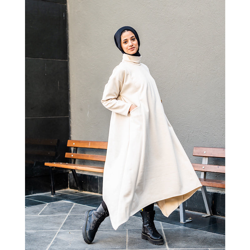 High neck beige suede dress – The Gallery