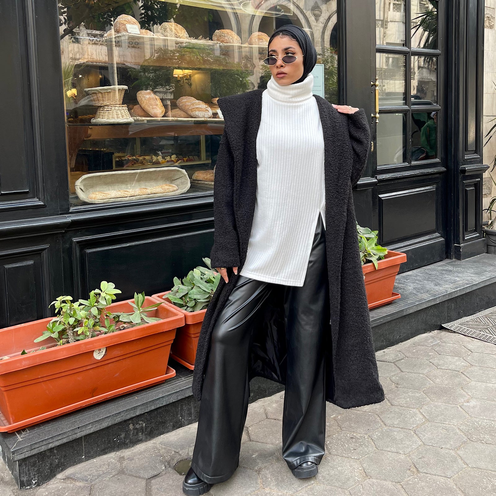 Wide leg black leather pants – The Gallery